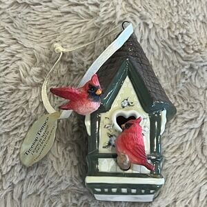 Bradford Editions 1999 Treetop Terrace‎ Cardinals Birdhouse Ornament Porcelain